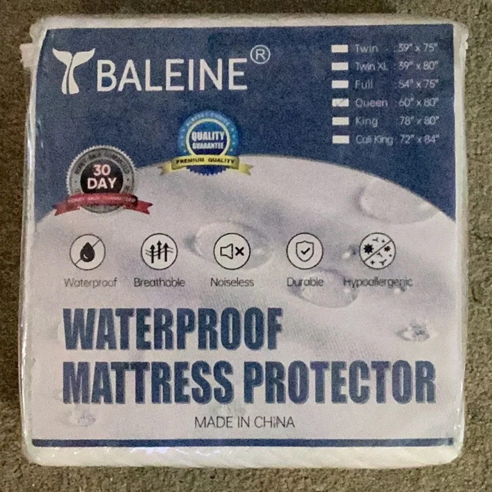 BALEINE Waterproof Queen Mattress Protector with 8''-21'' Deep Pocket - new